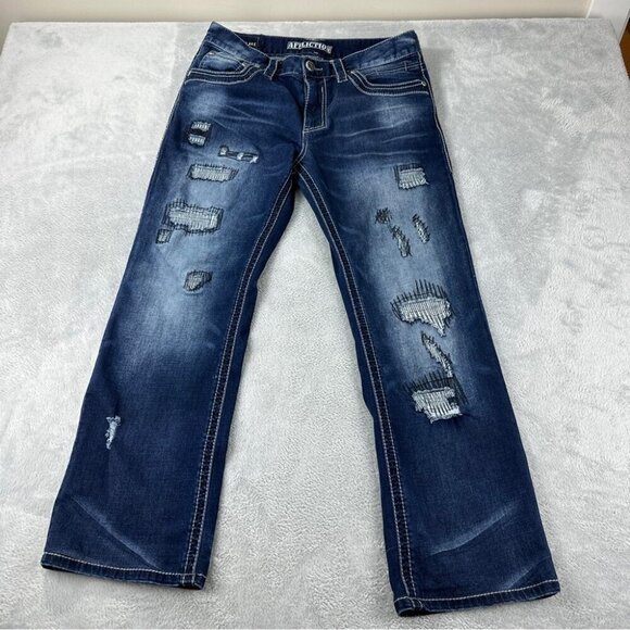 Affliction Blake Mens 33x29 Distressed Dark Wash Denim Jeans - Picture 1 of 16
